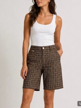 Ralph Lauren L-RL Lauren Active Plaid Bermuda Shorts NWOT - 10